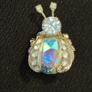 Beautiful Vintage Warner AB Blue Rhinestone Bug / Insect Brooch